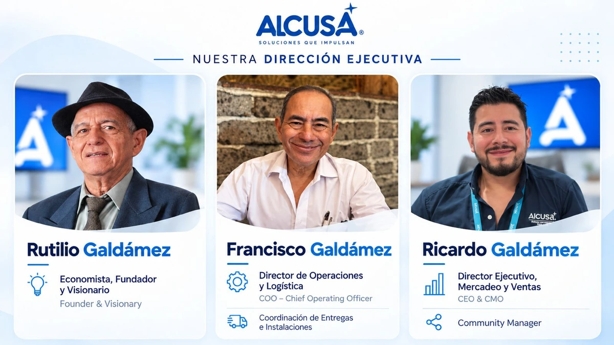 Dirección ejecutiva de Alcusa: Rutilio, Francisco y Ricardo Galdámez